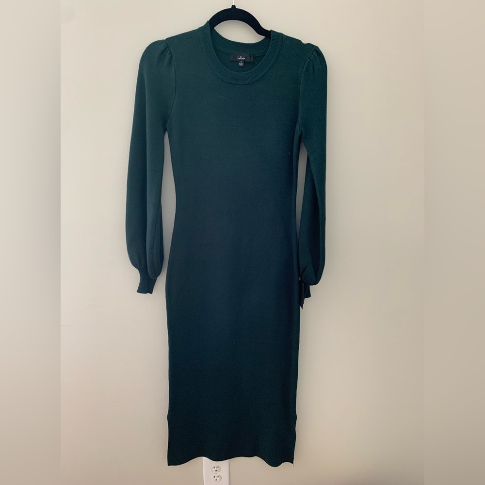 Lulu's Deep Green Long Sleeve Dress